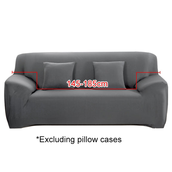 145-185cm Four Seasons Solid Color Elastic Full Coverage Non-slip Sofa Cover(Grey)