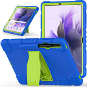 For Samsung Galaxy Tab S7+/ Tab S7 FE / Tab S8+ 3-Layer Protection Screen Frame + PC + Silicone Combination Case with Holder(Blue+Lime)