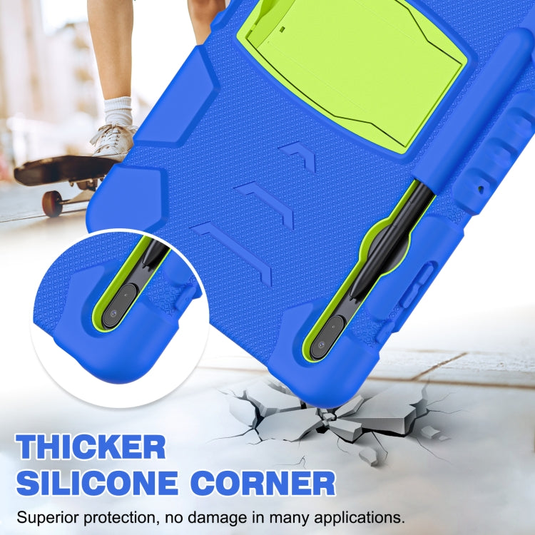 For Samsung Galaxy Tab S7+/ Tab S7 FE / Tab S8+ 3-Layer Protection Screen Frame + PC + Silicone Combination Case with Holder(Blue+Lime)