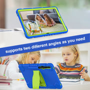 For Samsung Galaxy Tab S7+/ Tab S7 FE / Tab S8+ 3-Layer Protection Screen Frame + PC + Silicone Combination Case with Holder(Blue+Lime)