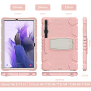 For Samsung Galaxy Tab S7+/ Tab S7 FE / Tab S8+ 3-Layer Protection Screen Frame + PC + Silicone Combination Case with Holder(Cherry Blossoms Pink)