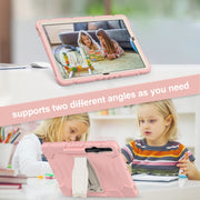For Samsung Galaxy Tab S7+/ Tab S7 FE / Tab S8+ 3-Layer Protection Screen Frame + PC + Silicone Combination Case with Holder(Cherry Blossoms Pink)