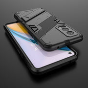 For OnePlus Nord 2 5G Punk Armor 2 in 1 PC + TPU Shockproof Case with Invisible Holder(Black)