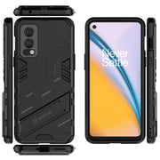 For OnePlus Nord 2 5G Punk Armor 2 in 1 PC + TPU Shockproof Case with Invisible Holder(Black)