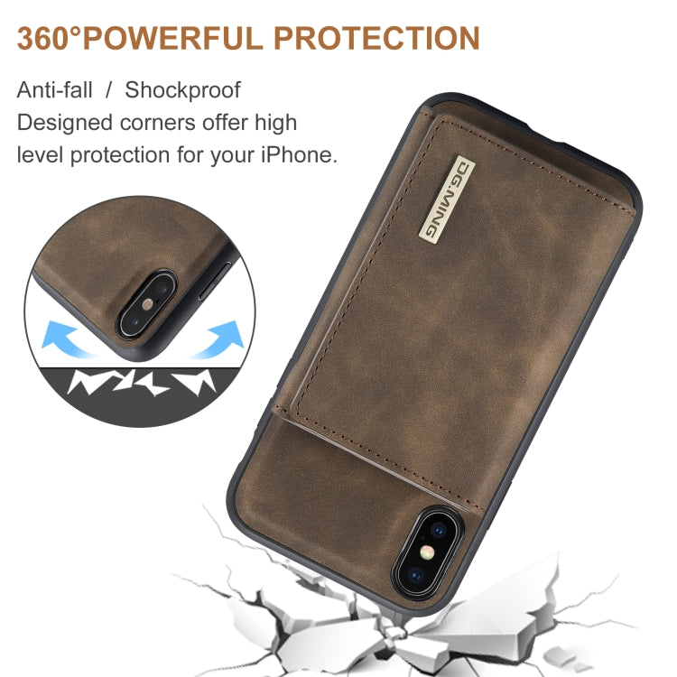 DG.MING M1 Series 3-Fold Multi Card Wallet  Back Cover Shockproof Case with Holder Function For iPhone X(Coffee) -  by DG.MING | Online Shopping South Africa | PMC Jewellery | Buy Now Pay Later Mobicred
