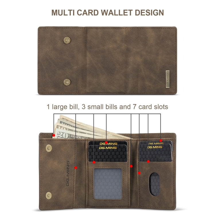 DG.MING M1 Series 3-Fold Multi Card Wallet  Back Cover Shockproof Case with Holder Function For iPhone X(Coffee) -  by DG.MING | Online Shopping South Africa | PMC Jewellery | Buy Now Pay Later Mobicred