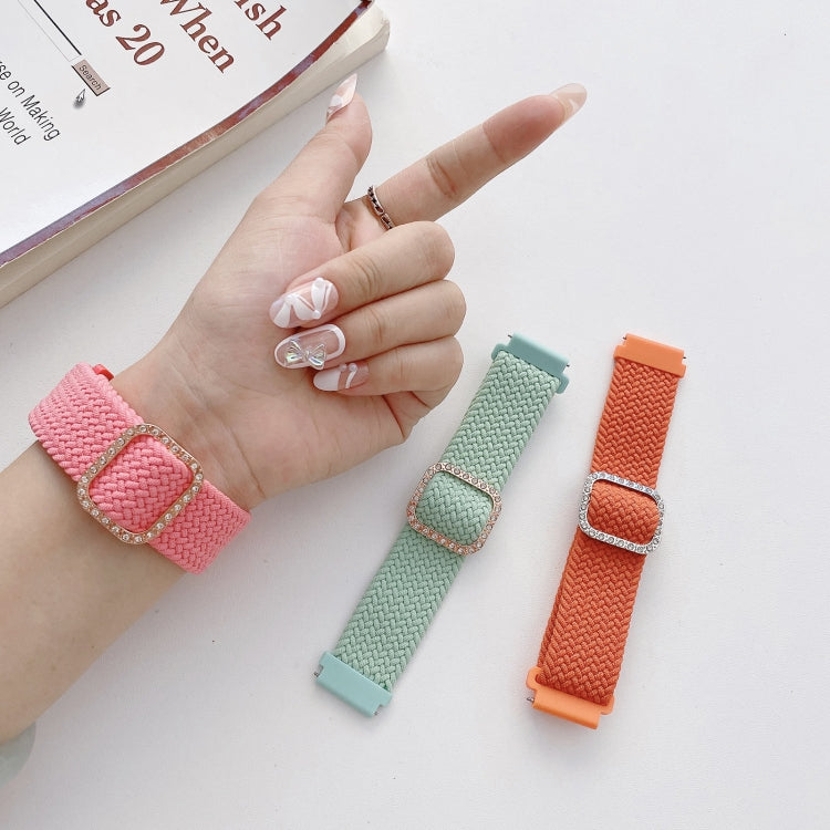 Compatible with Garmin Venu/Vivoactive 3 20mm Universal Adjustable Braided Elastic Diamond Buckle Watch Band(Rainbow)
