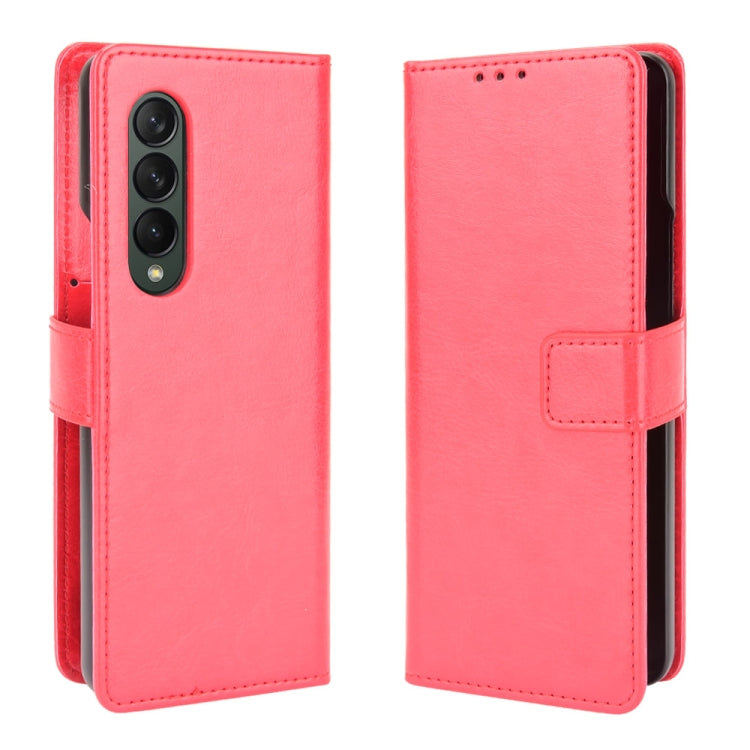 For Samsung Galaxy Z Fold3 5G Crazy Horse Texture Horizontal Flip Leather Case with Holder & Card Slots & Lanyard(Red)