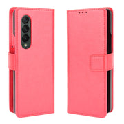 For Samsung Galaxy Z Fold3 5G Crazy Horse Texture Horizontal Flip Leather Case with Holder & Card Slots & Lanyard(Red)