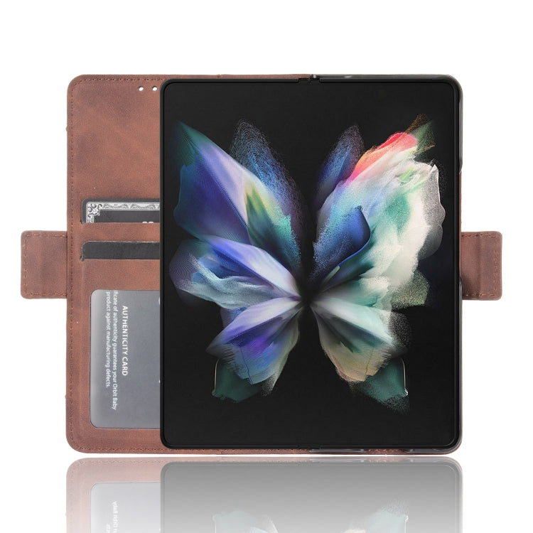For Samsung Galaxy Z Fold3 5G Skin Feel Calf Pattern Horizontal Flip Leather Case with Holder & Card Slots & Photo Frame(Brown) - Galaxy Phone Cases by GKK | Online Shopping South Africa | PMC TechLife | Buy Now Pay Later Mobicred