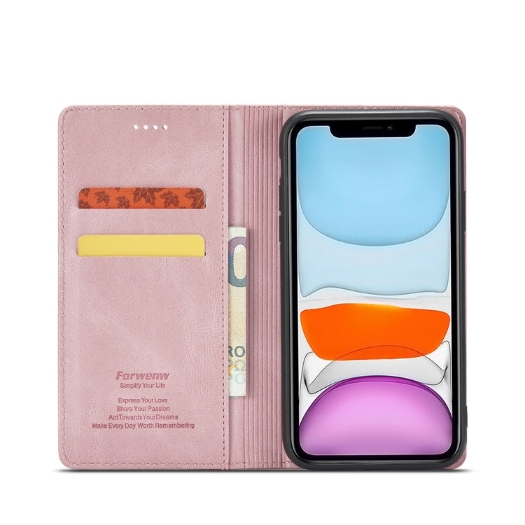 For iPhone 11 Forwenw F2 Series Magnetic Horizontal Flip Leather Case with Holder & Card Slots & Wallet (Rose Gold) - iPhone 11 Cases by Forwenw | Online Shopping South Africa | PMC TechLife | Buy Now Pay Later Mobicred