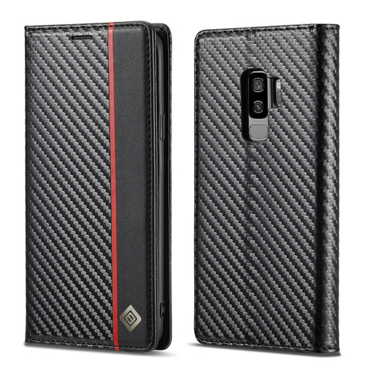 LC.IMEEKE Carbon Fiber PU + TPU Horizontal Flip Leather Case with Holder & Card Slot & Wallet For Samsung Galaxy S9+(Vertical Black) - free shipping - PMC Jewellery - Order now!