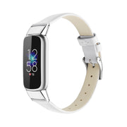 For Fitbit Luxe Leather Watch Band, Size:S(White)