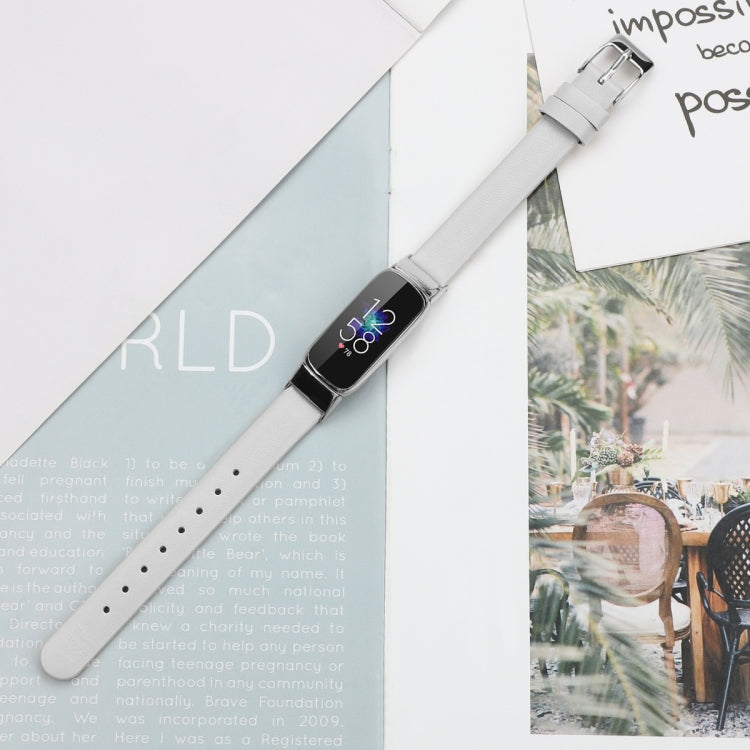 For Fitbit Luxe Leather Watch Band, Size:S(White) - Watch Bands by PMC TechLife | Online Shopping South Africa | PMC TechLife | Buy Now Pay Later Mobicred