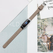 For Fitbit Luxe Leather Watch Band, Size:S(Grey)