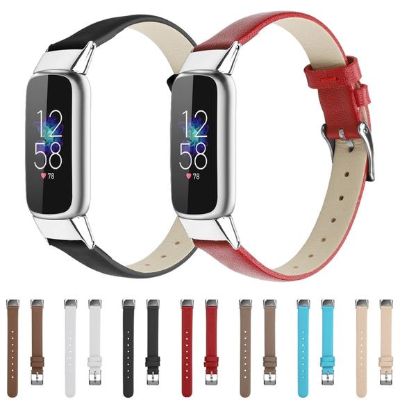 For Fitbit Luxe Leather Watch Band, Size:S(Brown)