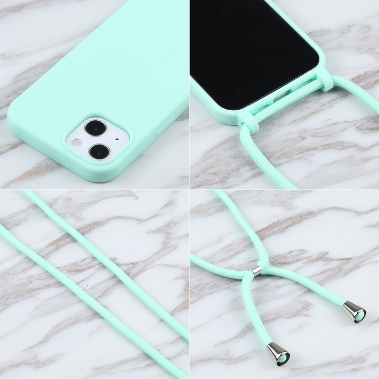 For iPhone 13 Pro Candy Colors TPU Protective Case with Lanyard (Mint Green)