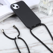 For iPhone 13 Pro Max Candy Colors TPU Protective Case with Lanyard (Black)