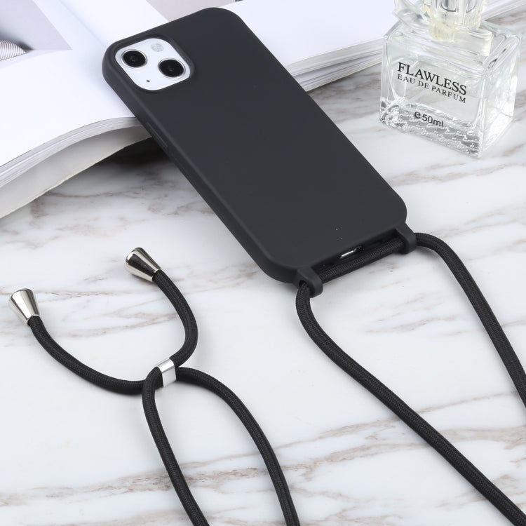 For iPhone 13 Pro Max Candy Colors TPU Protective Case with Lanyard (Black)