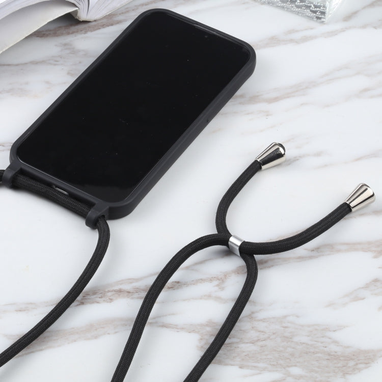 For iPhone 13 Pro Max Candy Colors TPU Protective Case with Lanyard (Black)