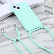For iPhone 13 Pro Max Candy Colors TPU Protective Case with Lanyard (Mint Green)