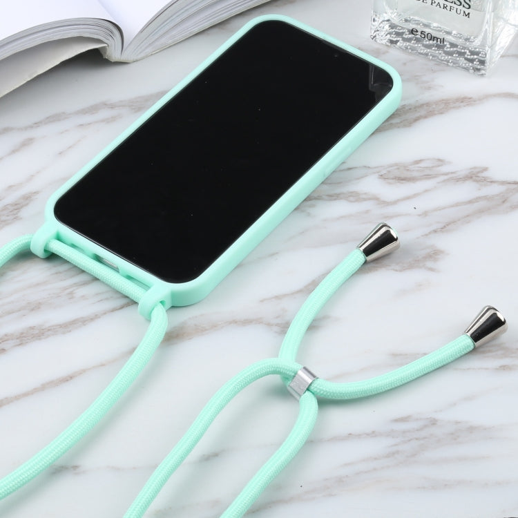 For iPhone 13 Pro Max Candy Colors TPU Protective Case with Lanyard (Mint Green)