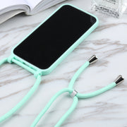 For iPhone 13 Pro Max Candy Colors TPU Protective Case with Lanyard (Mint Green)