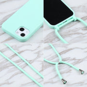 For iPhone 13 Pro Max Candy Colors TPU Protective Case with Lanyard (Mint Green)