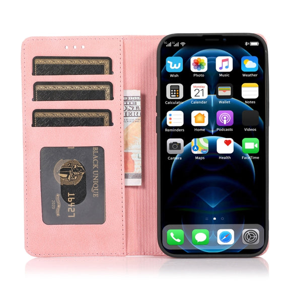 For iPhone 13 mini Strong Magnetic Crazy Horse Texture Horizontal Flip Leather Case with Holder & Card Slots & Wallet (Rose Gold)