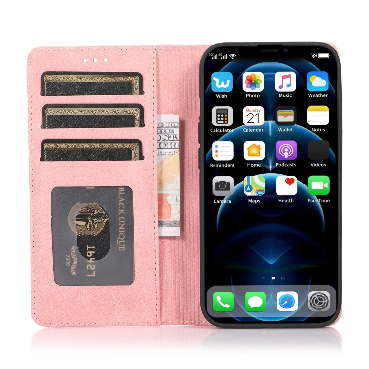 For iPhone 13 mini Strong Magnetic Crazy Horse Texture Horizontal Flip Leather Case with Holder & Card Slots & Wallet (Rose Gold)