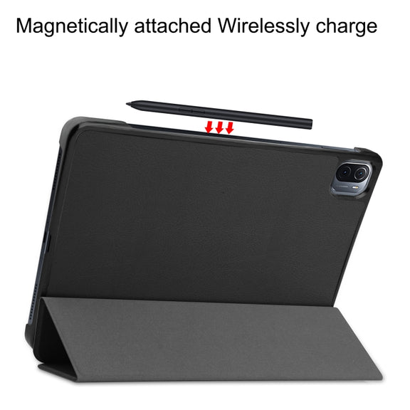 For Xiaomi Pad 5 Custer Texture Horizontal Flip Leather Case with Three-folding Holder & Sleep / Wake-up Function(Black)