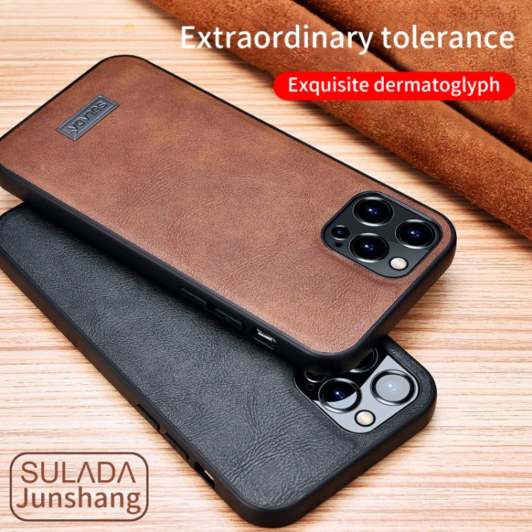 For iPhone 13 SULADA Shockproof TPU + Handmade Leather Protective Case(Brown) - free shipping - PMC TechLife - Order now!