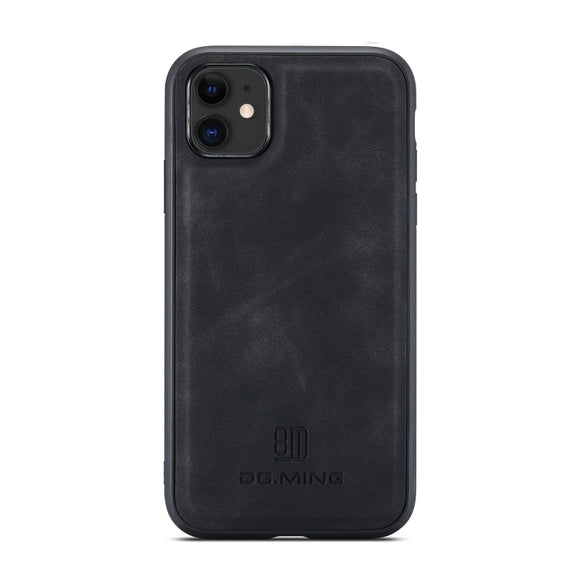 DG.MING M1 Series 3-Fold Multi Card Wallet  Back Cover Shockproof Case with Holder Function For iPhone 11(Black)