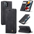 For iPhone 13 mini CaseMe-013 Multifunctional Retro Frosted Horizontal Flip Leather Case with Card Slot & Holder & Wallet (Black) - free shipping - PMC TechLife - Order now!