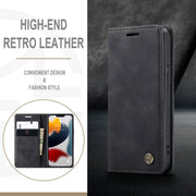 For iPhone 13 mini CaseMe-013 Multifunctional Retro Frosted Horizontal Flip Leather Case with Card Slot & Holder & Wallet (Black)
