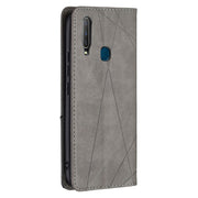 For vivo Y11/Y15/Y12/Y17 Rhombus Texture Horizontal Flip Magnetic Leather Case with Holder & Card Slots(Grey)