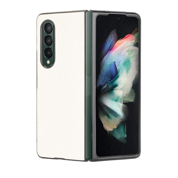 For Samsung Galaxy Z Fold3 5G Shockproof Crocodile Texture PC + PU Case(White)
