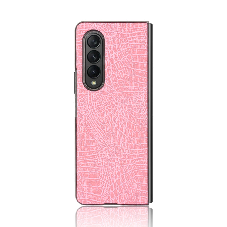For Samsung Galaxy Z Fold3 5G Shockproof Crocodile Texture PC + PU Case(Pink)