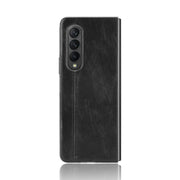 For Samsung Galaxy Z Fold3 5G Shockproof Sewing Cow Pattern Skin PC + PU + TPU Case(Black)
