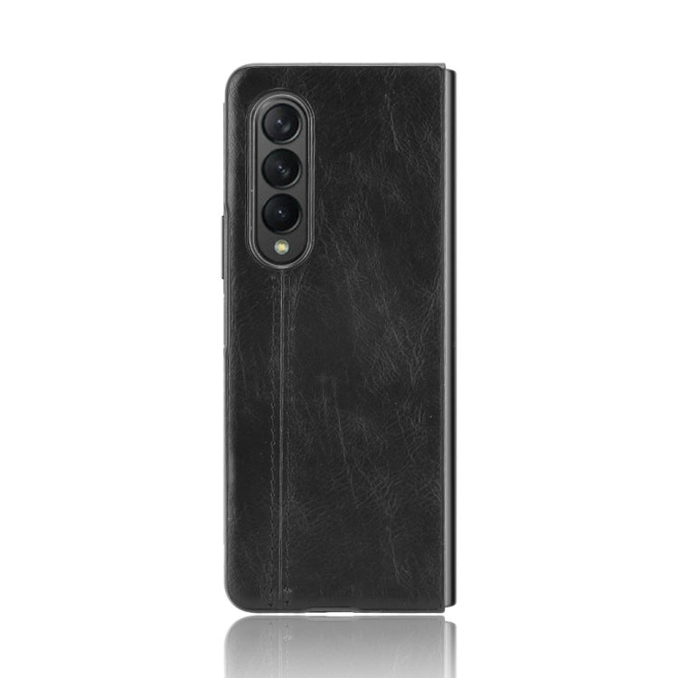 For Samsung Galaxy Z Fold3 5G Shockproof Sewing Cow Pattern Skin PC + PU + TPU Case(Black)