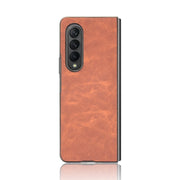 For Samsung Galaxy Z Fold3 5G Shockproof Sheep Skin PC + PU + TPU Case(Brown)