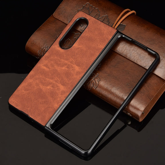 For Samsung Galaxy Z Fold3 5G Shockproof Sheep Skin PC + PU + TPU Case(Brown)