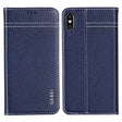 For iPhone XS / X GEBEI Top-grain Leather Horizontal Flip Protective Case with Holder & Card Slots(Blue) - free shipping - PMC TechLife - Order now!