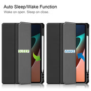 For Xiaomi Pad 5 / 5 Pro Custer Texture Horizontal Flip Leather Case with Three-folding Holder & Sleep / Wake-up Function(Black)