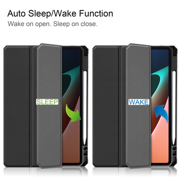 For Xiaomi Pad 5 / 5 Pro Custer Texture Horizontal Flip Leather Case with Three-folding Holder & Sleep / Wake-up Function(Black)
