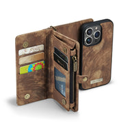 For iPhone 13 Pro Max CaseMe-008 Detachable Multifunctional Horizontal Flip Leather Case with Card Slot & Holder & Zipper Wallet & Photo Frame (Brown)