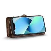 For iPhone 13 Pro Max CaseMe-008 Detachable Multifunctional Horizontal Flip Leather Case with Card Slot & Holder & Zipper Wallet & Photo Frame (Brown)
