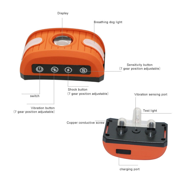 RC-302B Pet Bark Stopper Electric Shock Dog Training Collar Anti-interference Stop Calling Device(Orange)