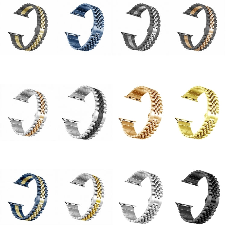 Women Five Beads Stainless Steel Watch Band Width: 20mm For Apple Watch Series 9&8&7 41mm / SE 3&SE 2&6&SE&5&4 40mm / 3&2&1 38mm(Silver + Gold)