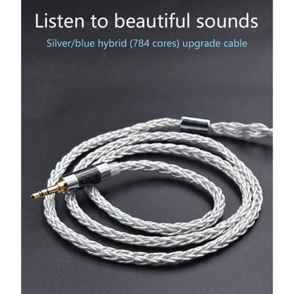KZ 3.5mm Plug 784-core Blue Silver Mixed Braided Silver-plated Earphone Upgrade Cable For KZ ZS10 Pro / DQ6 / ASX, Cable Length: 1.2m(C Style) - free shipping - PMC Jewellery - Order now!